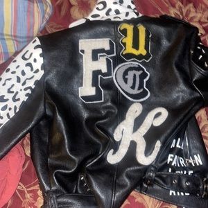 Azalea Wang XL Black & White Spiked Dalmatian Moto Jacket AKIRA